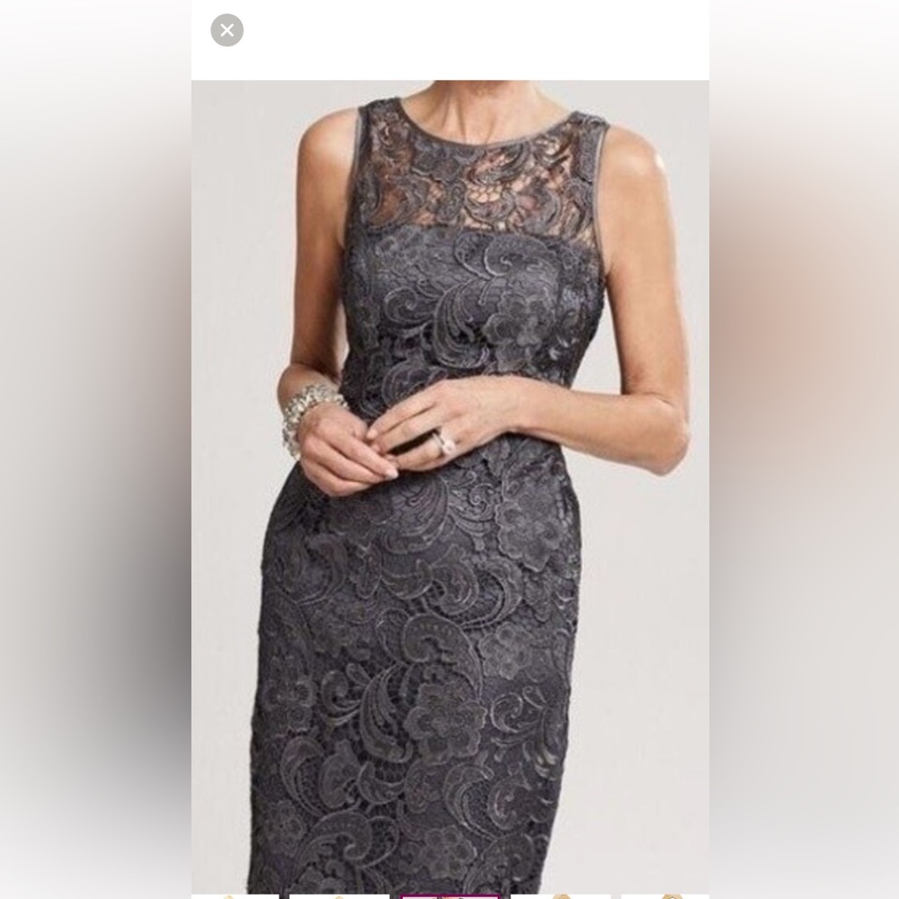 Adrianna Papell Cocktail Lace Overlay Sleeveless Sheath Size 8